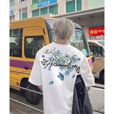 万针全刺绣解构设计260克重磅双纱纯棉高品质美式高街短袖T恤特35，男装T恤，电商A486