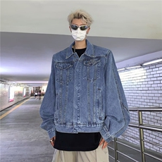 水洗牛仔外套男款春秋季高级感宽松美式vibe高街潮牌JK8930-P70，男装工装外套，星座1109-3