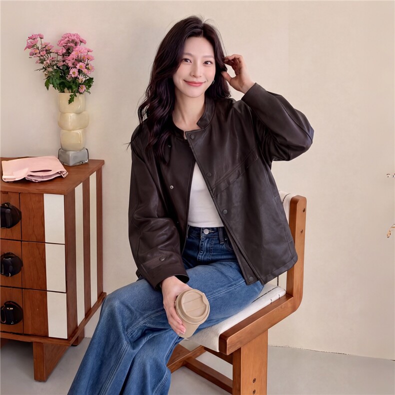 2026秋季新款复古PU皮衣外套女休闲夹克,女装皮衣,
