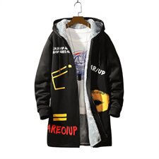 秋冬男士大码加绒加厚大衣连帽外套中长款风衣男QT2026-F10，男装风衣，星座1512