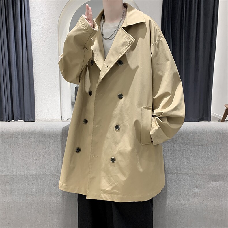 21秋季港风情侣时尚双排扣长款过膝男风衣大码外套FY96P95限128,男装风衣,电商A089-1