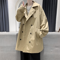 21秋季港风情侣时尚双排扣长款过膝男风衣大码外套FY96P95限128，男装风衣，电商A089-1