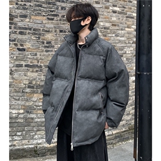 美式pu皮棉服冬季加厚立领皮棉衣潮牌ins宽松休闲保暖棉袄外套p98，男装棉衣，电商C307