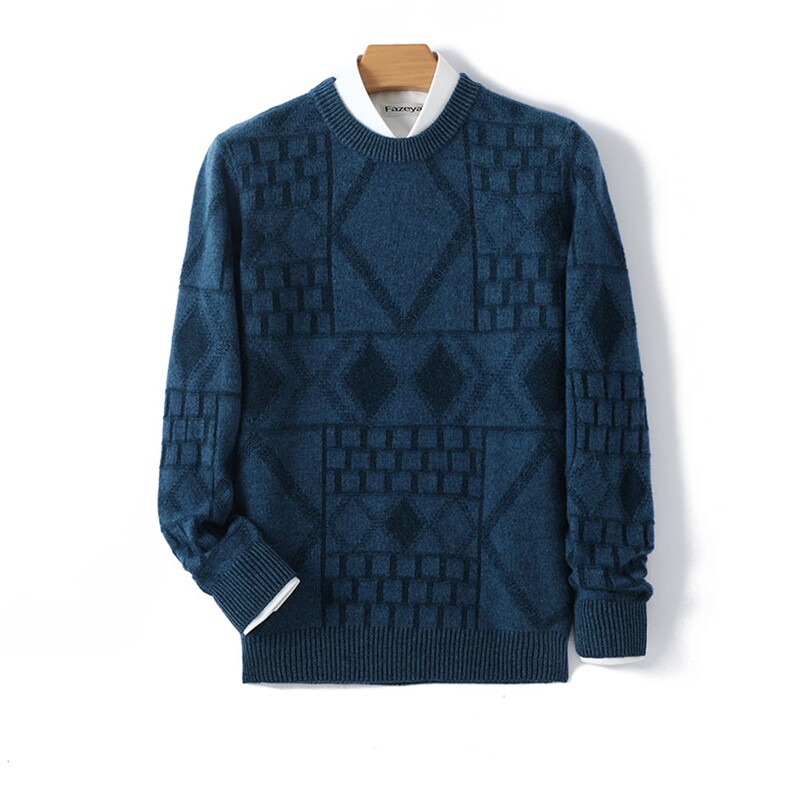 2024年秋季圆领秋季羊毛衫长袖时尚都市套头，男装羊毛衫，德晨羊绒