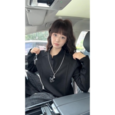 抖音得物品质美式高街重磅曼巴棉拼接cleanfit亨利领卫衣长袖T恤，男装T恤，电商A486-1