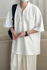 现货-夏季重磅高品质拉链短袖潮牌百搭宽松T恤-AT23008-P55，男装T恤，电商A351