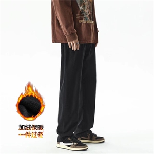 221-1/K1303/特批加绒P45复古加绒加厚弹力黑色直筒休闲牛仔裤图片