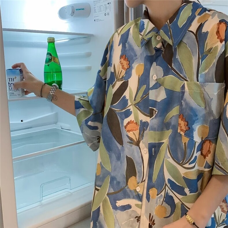 新款简约五分袖夏季潮标准日系原宿ins潮流C4081P30,男装衬衫,星座1116-2