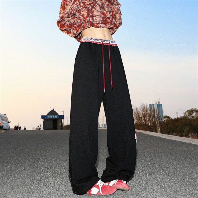 美式重磅腊肠狗卫裤男女2025春季新款设计感拼接休闲裤宽松阔腿裤,男装休闲裤,星座506A