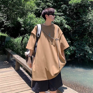 假两件短袖男款夏季潮牌痞帅炸街独特设计感2025t恤高级重磅衣服图片