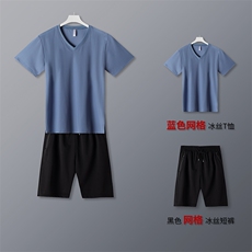套装男装2023新款服饰短袖短裤男透气速干耐磨冰丝感跑步宽松运动，男装休闲套装，电商B212（原钱塘6029）