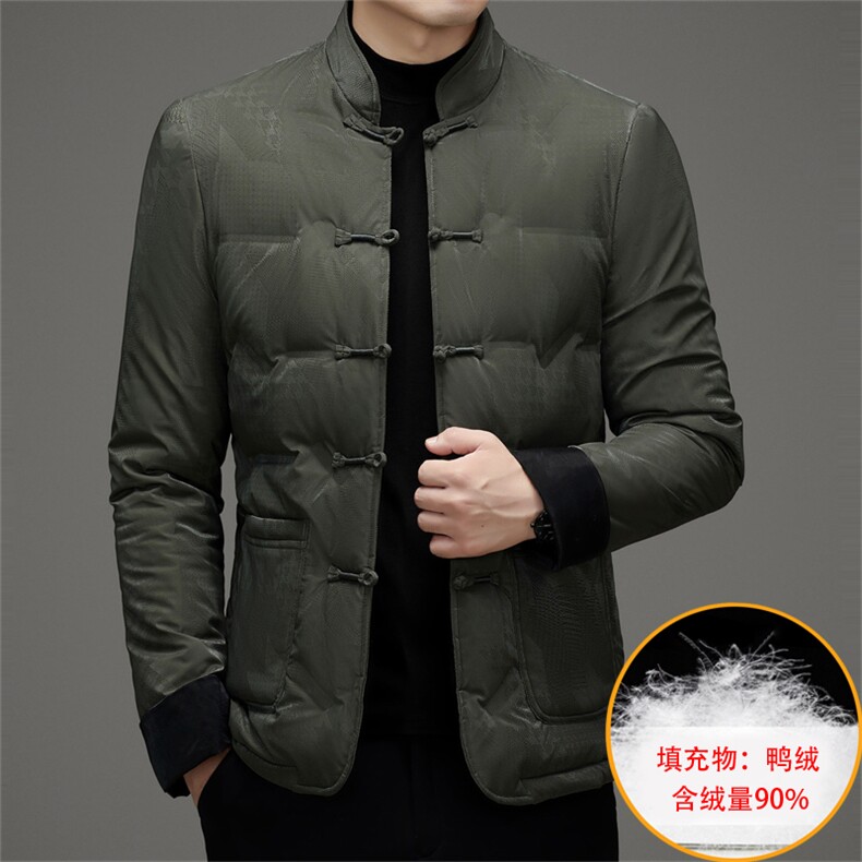 中老年唐装90绒羽绒服男士复古盘扣风羽绒服外套中式唐装,男装羽绒服,钱塘723