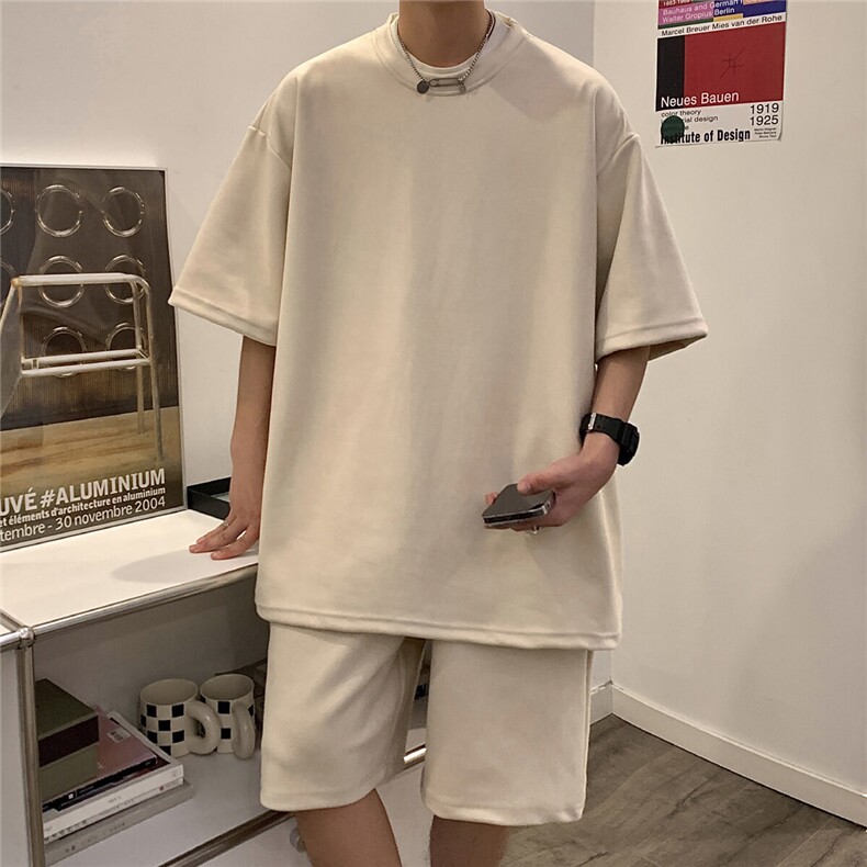 1港风模麂皮绒大码M-5XL短TDT8766P23DK8767P32套装TZ8757P55,男装休闲套装,星座226-2