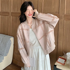 小香风设计感休闲外套女2025春季新款时尚百搭洋粉色上衣，女装短外套，幸运星