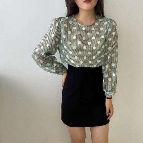 小格子波点小衫图片