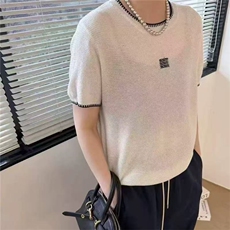 夏季新款圆领针织短袖时尚百搭有气质，女装针织衫/毛衣，锦弘羊绒