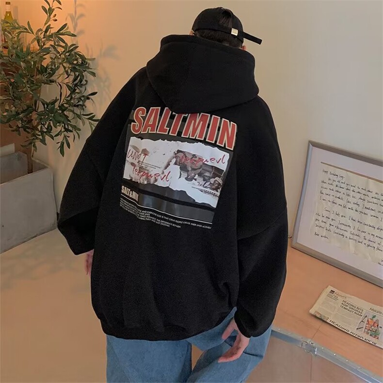 350g华棉潮牌印花连帽卫衣男女休闲春秋宽松时尚上衣5142-P43网图，女装卫衣/绒衫，电商B245