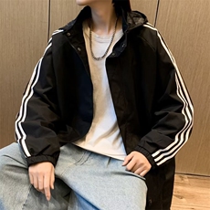 冲锋衣外套男连帽黑色潮牌宽松休闲百搭运动夹克2560P48，男装夹克，星座410-2