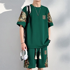 夏季薄款男士休闲运动套装男装T恤短裤两件套潮A266-TZ8858-P50，男装牛仔裤，电商A266