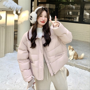 毛织钩花撞色翻领可脱卸加厚90绒羽绒服2C239-116-P325-K438图片