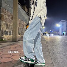 牛仔裤男潮牌ins高街个性嘻哈痞帅百搭休闲宽松直筒裤子N1550-p45,男装牛仔裤,星座1008-1