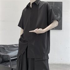 CS2009夏季垂感短袖衬衫男雪纺暗门襟衬衣，男装衬衫，星座507