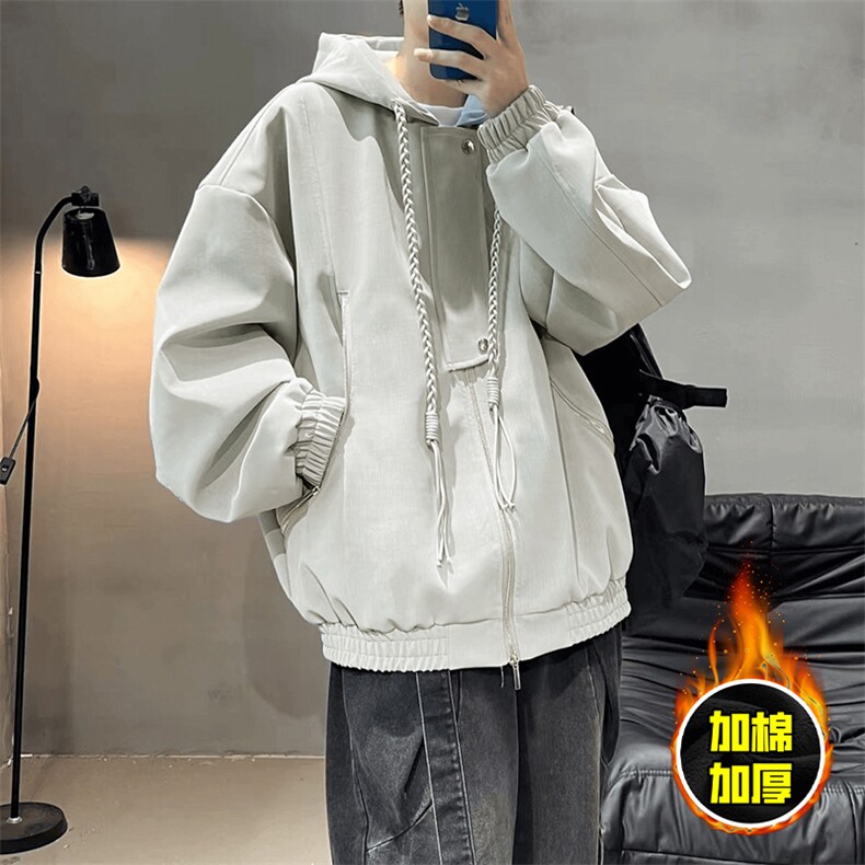 现货高品质美式高街重磅座山雕连帽pu皮棉衣男女加厚毛毛绒冬外套，男装皮衣，电商A486