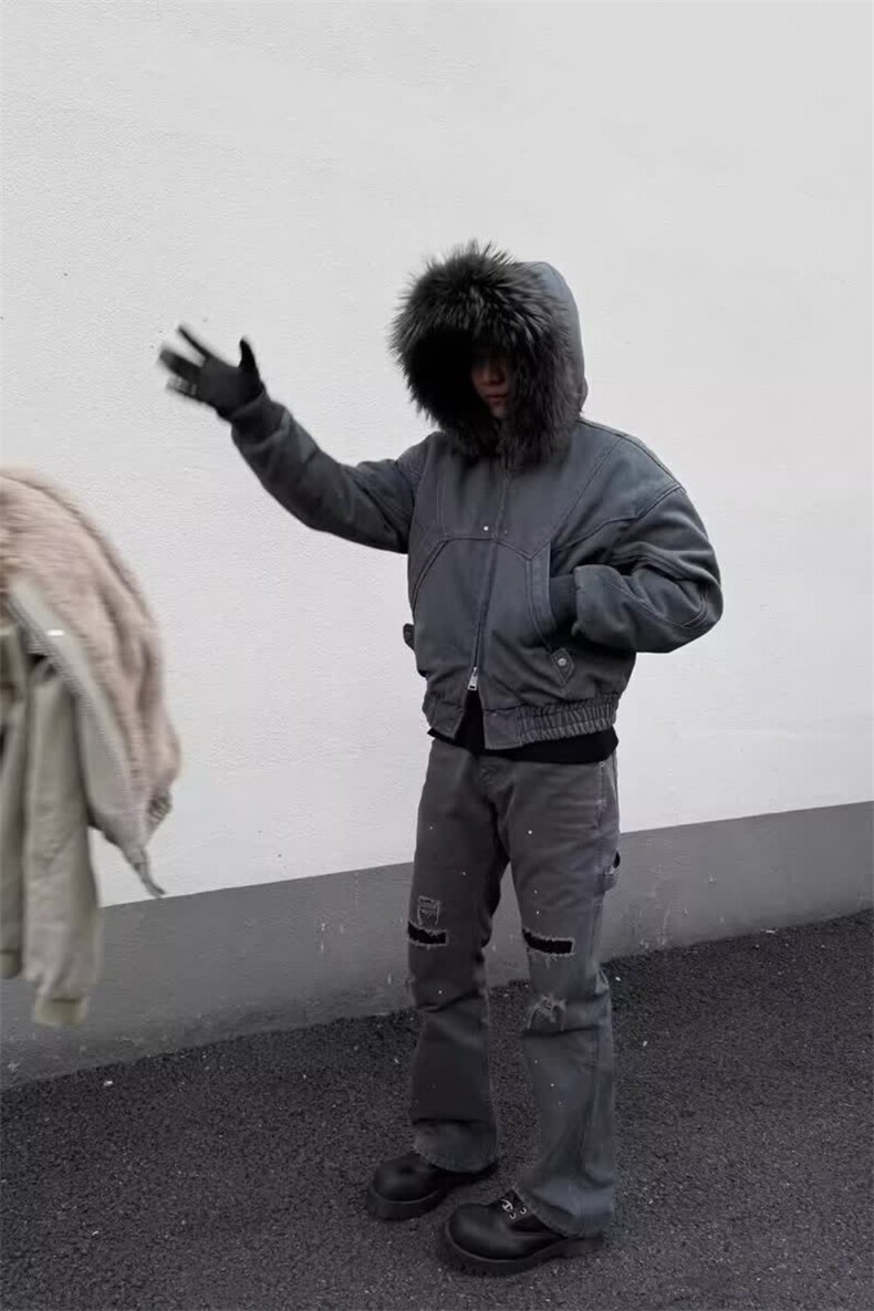 2025冬季可拆卸毛领连帽短款棉服外套男女派克服保暖棉衣1040P220,男装棉衣,电商D256-2(原A064-2)