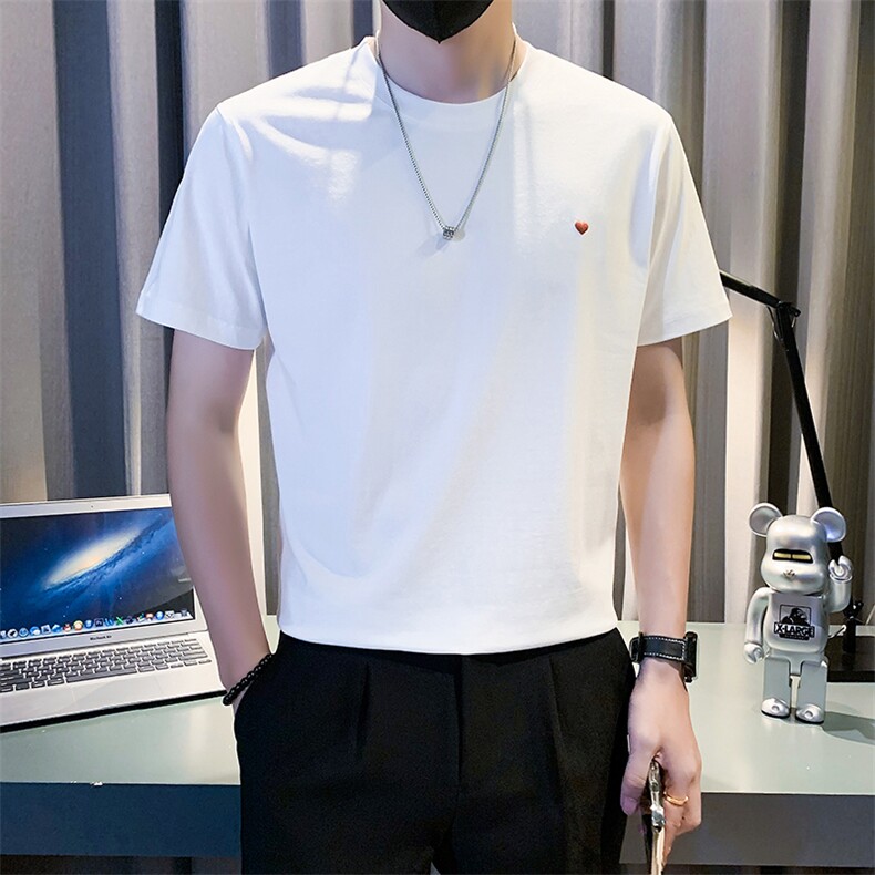 2025新款夏季短袖T恤男潮牌刺绣圆领半袖体恤A313-1-G5023-P45，男装T恤，电商A313-1