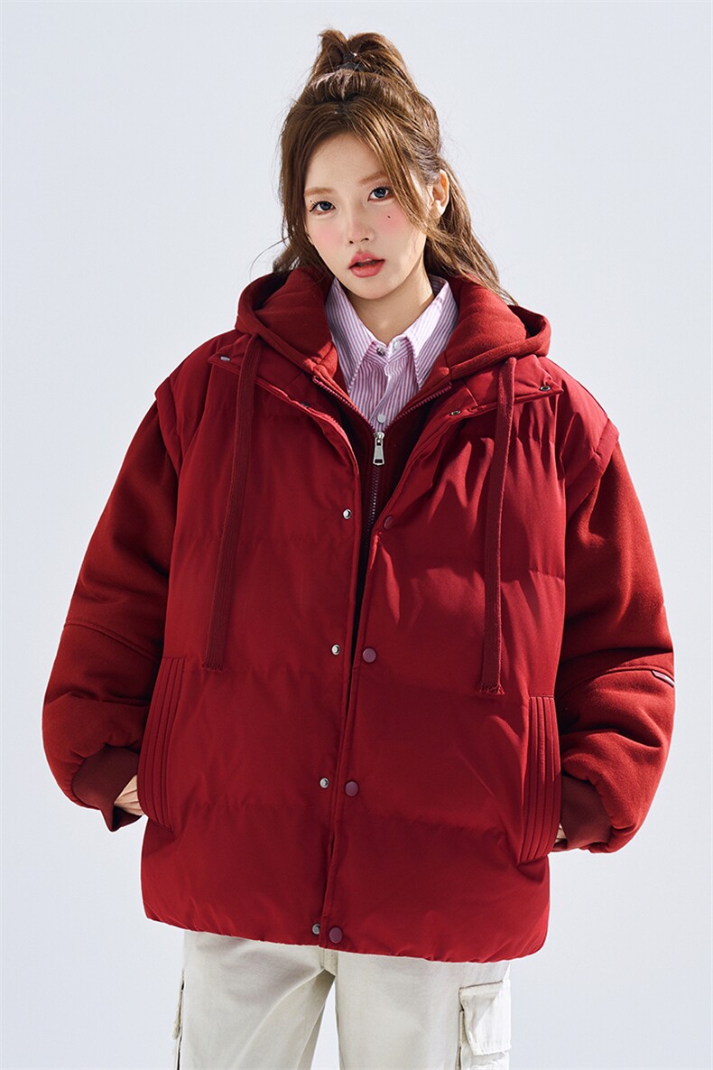 新款冬季羽绒棉服棉袄连帽假两件韩版宽松外套A436-2511-P85,男装棉衣,电商A436