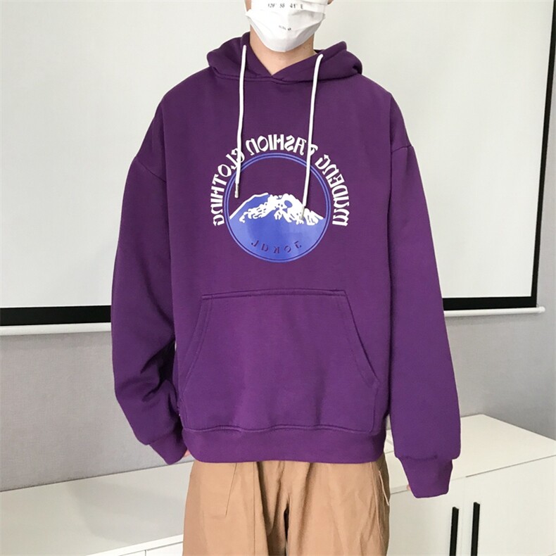 2020冬装港味雪山印花情侣宽松学院原宿风加绒卫衣男A182，男装卫衣，星座910A