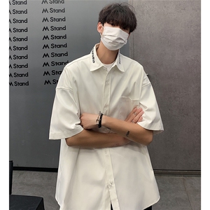 403-CY03-P48 控68 仿棉 巴家同款领子刺绣短袖衬衫男图片