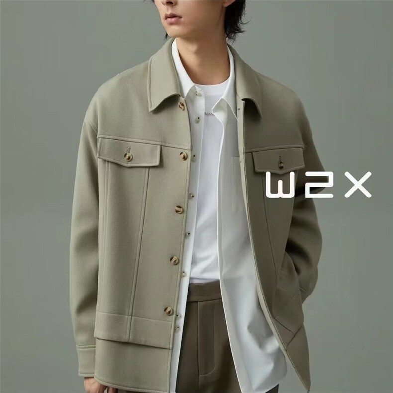 得物品质秋款男假两件夹克单排扣宽松休闲外套JW05P62,男装夹克,星座1013-1