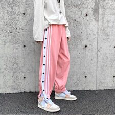 20港风男休闲裤学生宽松侧边扣子九分裤卫裤长裤潮504-K2062-P55，男装休闲裤，星座504