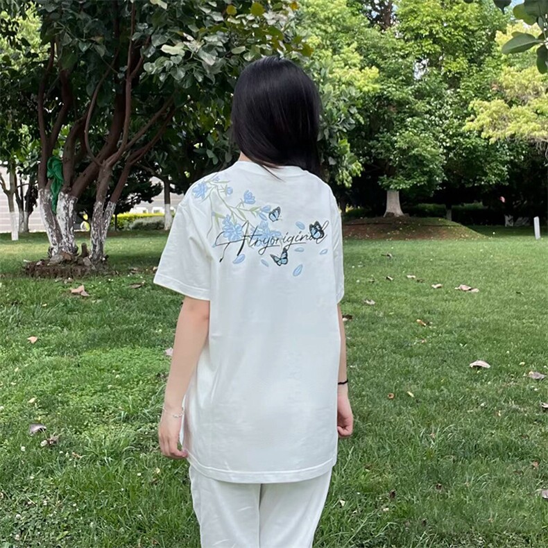 万针全刺绣解构设计260克重磅双纱纯棉高品质美式高街短袖T恤特35,男装T恤,电商A486