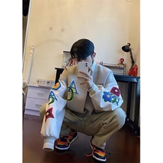 男女新款宽松复古拼接刺绣字母AC棒球服百搭开衫夹克外套JW502，男装夹克，星座1116A（原606A-3）