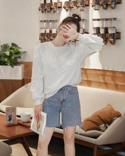 珠片花边拼接卫衣，让春天blingbling，女装卫衣/绒衫，春信拙源