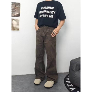 美式街头设计感工装裤男女复古直筒vintage阔腿休闲裤WLA2155-P55图片