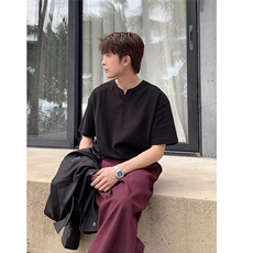 【网图现货】美式宽松冰氧空气层短袖T恤男T36/P35，男装T恤，星座205-3