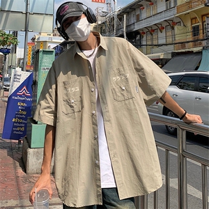 日系短袖衬衫男女夏季新款潮牌复古衬衣设计感cityboy百搭C30-P35图片