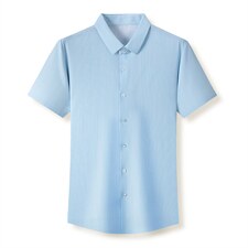 2023夏季新款衬衫男短袖宽松冰丝中年商务休闲寸衫男士潮流衬衣，男装衬衫，电商B212（原钱塘6029）