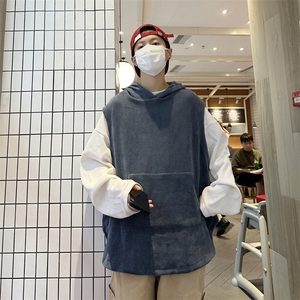 秋装 港风连帽背心韩版男女坎肩潮无袖外穿灯芯绒马甲 H229/P50图片