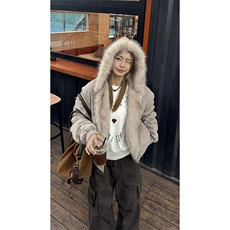 现货高品质美式高街冬季重磅硬挺短款座山雕毛领棉衣男女加厚外套，男装棉衣，电商A486-1
