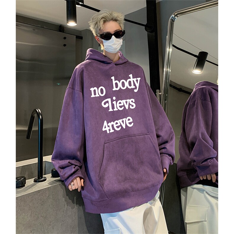 抖音得物供货提供视频秋冬重磅美式麂皮绒连帽卫衣JLM15,男装卫衣,电商A486