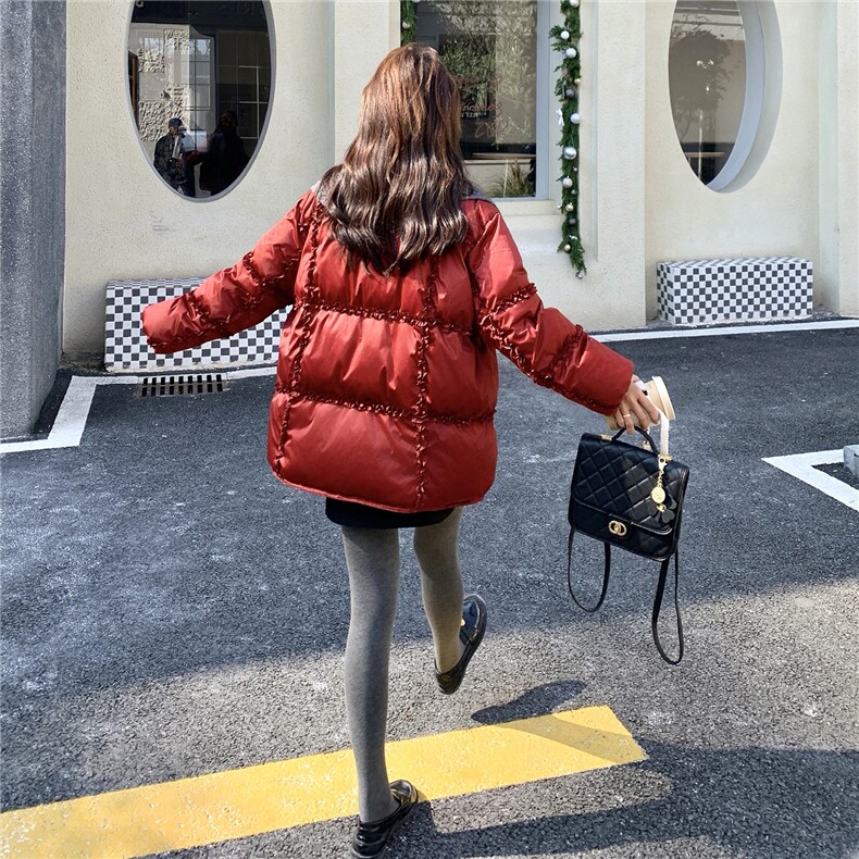 现货：冬季新款韩系披肩设计感拼接花边羽绒服2C135-8961P295K428,女装羽绒服,2C135