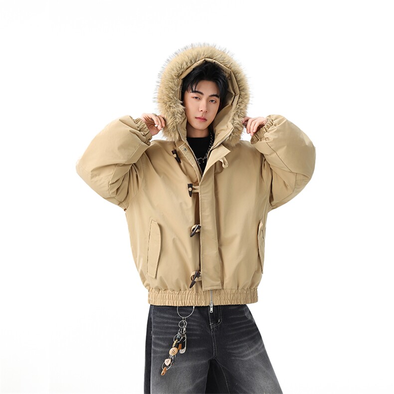 （手塞棉）冬季毛领加厚棉服牛角扣连帽上衣MF002-P130-控239,男装棉衣,星座216(原A116)