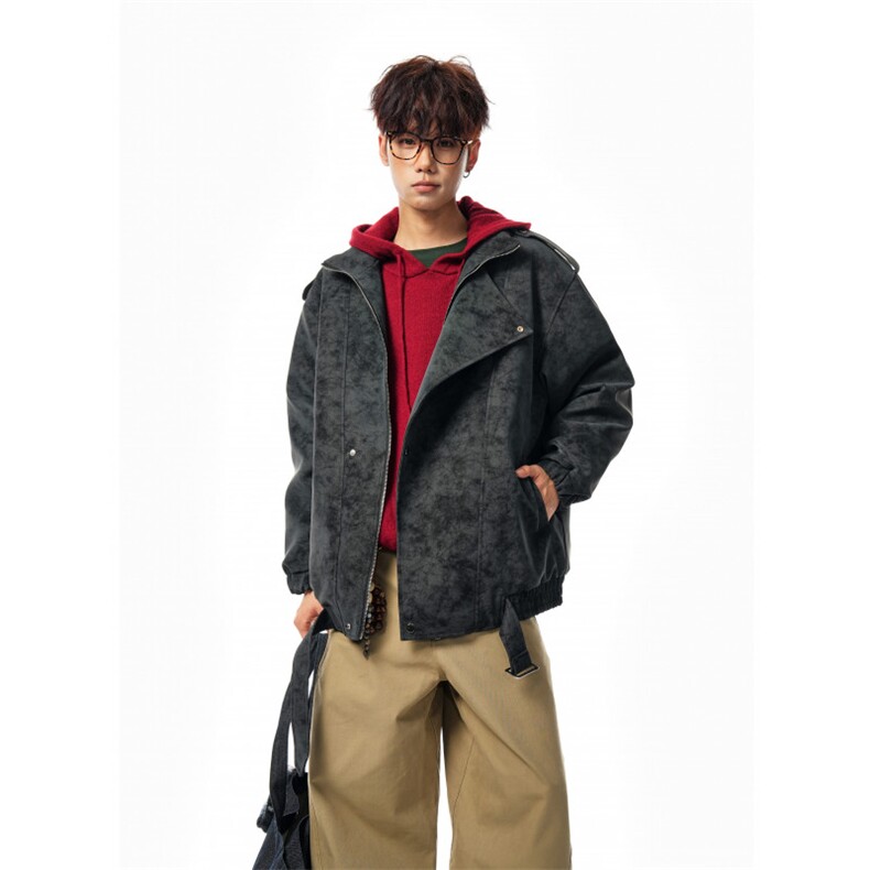 2025新款pu加厚美式复古棉服男女情侣加厚外套P118，男装棉衣，星座506-1