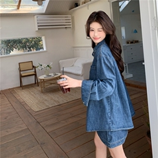 主推现货！2026春夏复古牛仔休闲套装-配腰带P185-K275，女装牛仔外套，网红馆