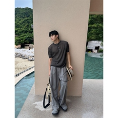夏季老钱风新款纯色短袖针织T恤男上衣，男装T恤，星座506A