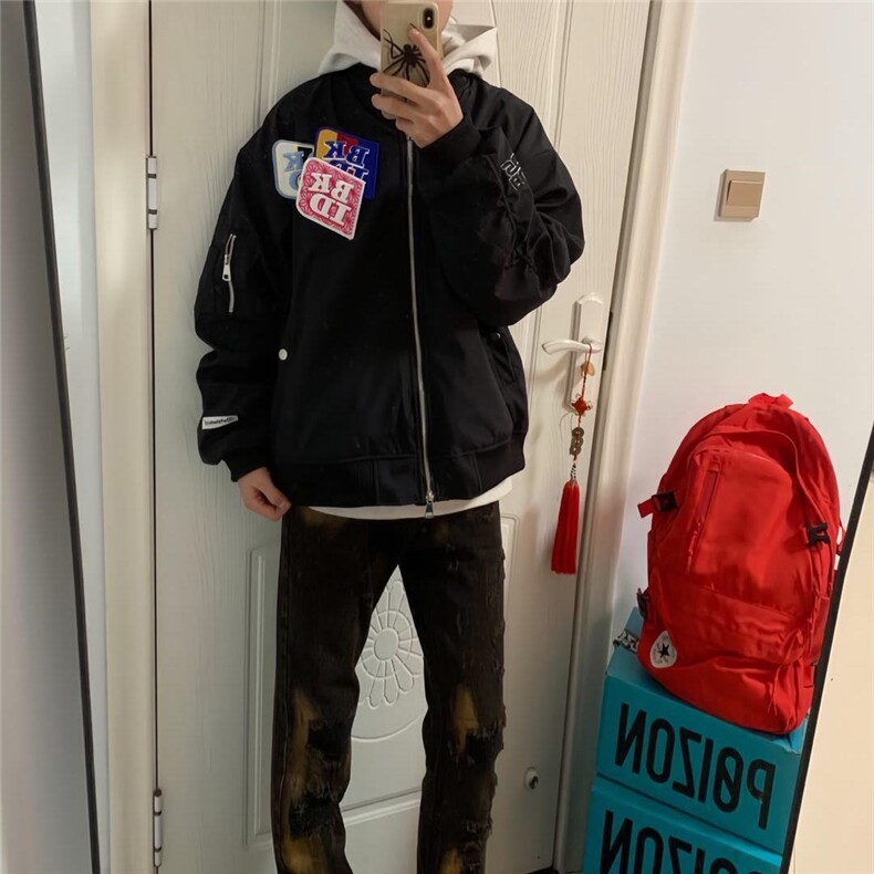 美式潮流春季户外穿高街棒球服外套男女情侣休闲百搭刺绣夹克图片